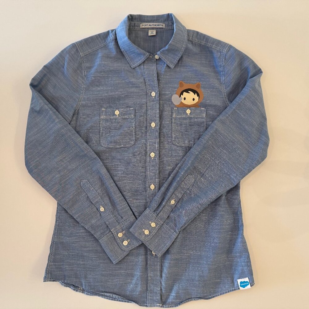 Authentic Salesforce Womens Port Authority Button-Down Chambray Shirt (Size XS)